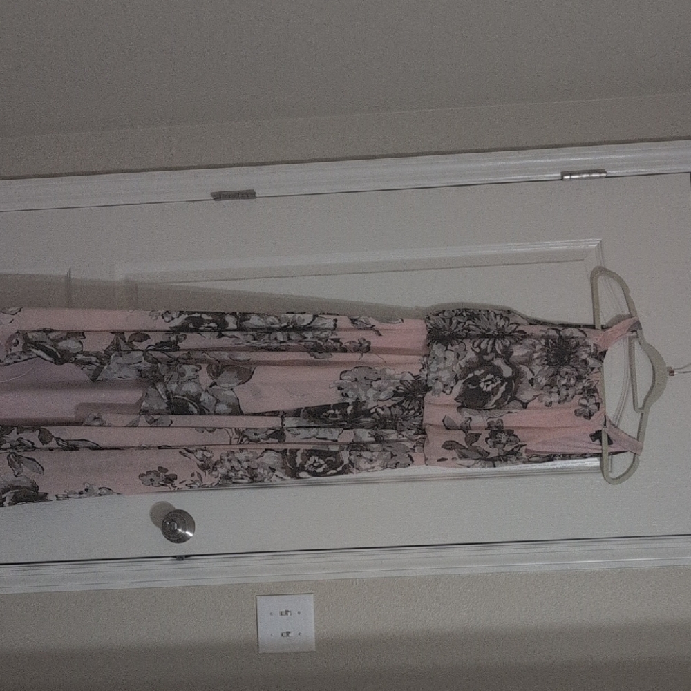 Floral Pink and Black Maxi Dress